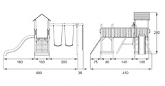 Altalena con Scivolo e Giochi da Giardino per Bambini in Legno di Pino - Italfrombaby08 - 4
