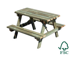 Tavolo con Panche da Picnic per Bambini in Pino Silvestre Impregnato in Autoclave 90x90x56h Italfrom