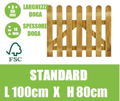 Cancelletto in Legno con Doghe di Pino per Steccato - Dimensioni: L 100cm x H 80cm