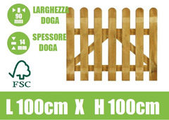Cancelletto in Legno con Doghe di Pino per Steccato - Dimensioni: L 100cm x H 100cm