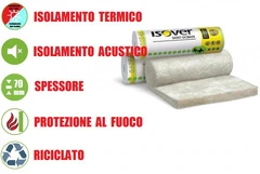 Pannello Arrotolato in Lana di Vetro (70mm) per Isolamento Termico / Acustico -12 mq - 2 Rotoli da 0
