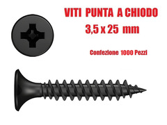 Viti Punta a Chiodo - Accessori per Cartongesso - (Ø 3,5 X 25mm) - CONF. 1000 PZ