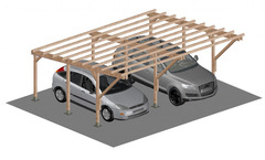 Carport Tettoia a Sbalzo per Auto in Legno di Pino Impregnato - mt 5 X 6 - con Supporti a Tassellare