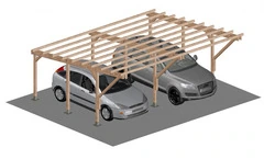 Carport Tettoia a Sbalzo per Auto in Legno di Pino Impregnato - mt 5 X 6 - con Supporti a Tassellare