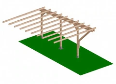 Modulo Continuativo per Carport a Sbalzo in Legno - mt 5 X 3 - con Supporti ad Interrare
