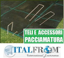 Confezione 100 Pezzi - Forcella Metallo 18cm per Fissaggio Teli Pacciamatura al Terreno
