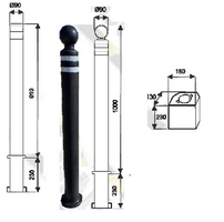 Dissuasore Paletto Style SF completo di Due Fasce Rifrangenti e Sfera Diametro 90mm Altezza 1000 mm - 2