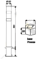 Dissuasore Paletto 'Firenze' completo di Due Fasce Rifrangenti Diametro 120mm Altezza 990 mm + 195 I - 2