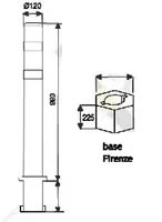 Dissuasore Paletto 'Firenze' completo di Due Fasce Rifrangenti Diametro 120mm Altezza 990 mm + 195 I - 2