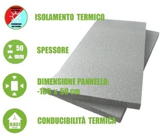 5 Pannelli in EPS con Grafite 'Polistirene Espanso Sinterizzato' per Isolamento Termico -100x50x5 cm