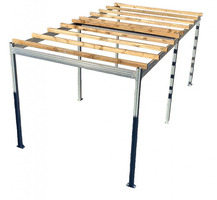 Carport Tettoia per Auto in Metallo - Legno di Pino Impregnato - mt 5,70 X 3 - con Base a Tassellare - 2