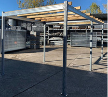 Carport Tettoia per Auto in Metallo - Legno di Pino Impregnato - mt 5,70 X 3 - con Base a Tassellare - 3