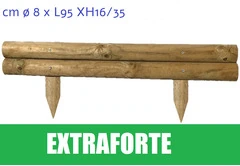 Bordura Steccato Rigida Extraforte Orizzontale per Aiuole Giardino in Legno di Pino- cm ø 8 x L95 XH