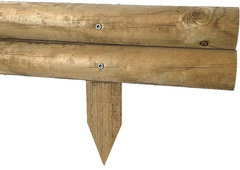 Bordura Steccato Rigida Extraforte Orizzontale per Aiuole Giardino in Legno di Pino- cm ø 8 x L95 XH - 2