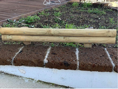 Bordura Steccato Rigida Extraforte Orizzontale per Aiuole Giardino in Legno di Pino- cm ø 8 x L95 XH - 3