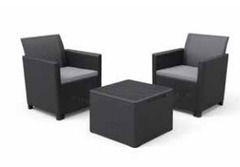 SALOTTO DA GIARDINO IN RESINA SET ERIALC BALCONY 2 POLTRONE E TAVOLINO CONTENITORE - 2