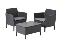 SALOTTO DA GIARDINO IN RESINA SET OMELAS BALCONY 2 POLTRONE E TAVOLINO CONTENITORE - 2