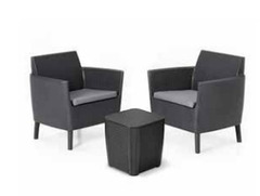 SALOTTO DA GIARDINO SET OMELAS POLYRATTAN  BALCONY 2 POLTRONE E TAVOLINO LUZON CONTENITORE - 2