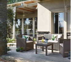 SALOTTO DA GIARDINO IN POLIURETANO SET AMABALA LOUNGE 2 POLTRONE DIVANO E TAVOLINO