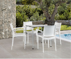 Set 4 Sedie Wanda con Braccioli Design da Giardino Cucina Bar Ristorante Poltrona Sedia in Polipropi - 2