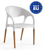 Set 4 Sedie Luna con Gambe in Legno da Giardino Cucina Bar Ristorante Poltrona Sedia in Polipropilen