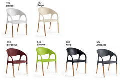 Set 4 Sedie Luna con Gambe in Legno da Giardino Cucina Bar Ristorante Poltrona Sedia in Polipropilen - 2