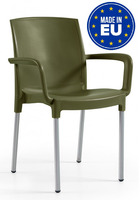 Set 4 Sedie Claire con Braccioli Design da Giardino Cucina Bar Ristorante Poltrona Sedia in Poliprop