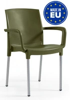 Set 4 Sedie Claire con Braccioli Design da Giardino Cucina Bar Ristorante Poltrona Sedia in Poliprop