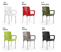 Set 4 Sedie Claire con Braccioli Design da Giardino Cucina Bar Ristorante Poltrona Sedia in Poliprop - 3