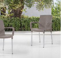 Set 4 Sedie Diana con Braccioli Design da Giardino Cucina Bar Ristorante Poltrona Sedia in Polipropi - 2