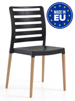 Set 4 Sedie Diva con Gambe in Legno Design da Giardino Cucina Bar Ristorante Poltrona Sedia in Polip