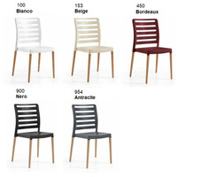 Set 4 Sedie Diva con Gambe in Legno Design da Giardino Cucina Bar Ristorante Poltrona Sedia in Polip - 3