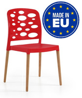 Set 4 Sedie Bubble con Gambe in Legno Design da Giardino Cucina Bar Ristorante Poltrona Sedia in Pol