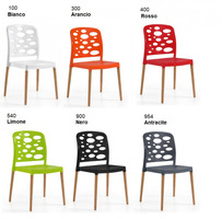 Set 4 Sedie Bubble con Gambe in Legno Design da Giardino Cucina Bar Ristorante Poltrona Sedia in Pol - 2