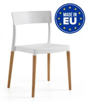 Set 4 Sedie Lilly con Gambe in Legno Design da Giardino Cucina Bar Ristorante Poltrona Sedia in Poli