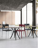 Set 4 Sedie Lilly con Gambe in Legno Design da Giardino Cucina Bar Ristorante Poltrona Sedia in Poli - 2