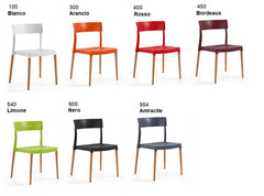 Set 4 Sedie Lilly con Gambe in Legno Design da Giardino Cucina Bar Ristorante Poltrona Sedia in Poli - 3