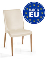 Set 4 Sedie Cindy con Gambe in Legno Design da Giardino Cucina Bar Ristorante Poltrona Sedia in Poli