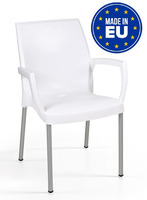 Set 4 Sedie Jade con Gambe in Alluminio e Braccioli Design da Giardino Cucina Bar Ristorante Poltron