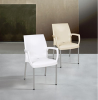 Set 4 Sedie Jade con Gambe in Alluminio e Braccioli Design da Giardino Cucina Bar Ristorante Poltron - 2