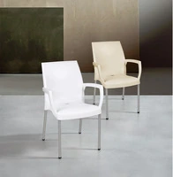 Set 4 Sedie Jade con Gambe in Alluminio e Braccioli Design da Giardino Cucina Bar Ristorante Poltron - 2