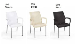 Set 4 Sedie Jade con Gambe in Alluminio e Braccioli Design da Giardino Cucina Bar Ristorante Poltron - 3