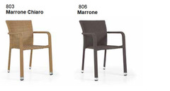 Set 4 Sedie ALR-1 in Alluminio e Wicker con Braccioli Design da Giardino Cucina Bar Ristorante Poltr - 3