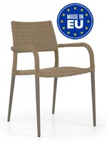 Set 4 Sedie ALR-3  in Alluminio e Wicker con Braccioli Design da Giardino Cucina Bar Ristorante Polt