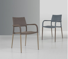 Set 4 Sedie ALR-3  in Alluminio e Wicker con Braccioli Design da Giardino Cucina Bar Ristorante Polt - 2