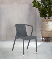 Set 4 Sedie ALR-4  in Alluminio e Wicker con Braccioli Design da Giardino Cucina Bar Ristorante Polt - 2