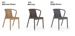 Set 4 Sedie ALR-4  in Alluminio e Wicker con Braccioli Design da Giardino Cucina Bar Ristorante Polt - 3