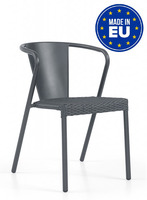 Set 4 Sedie ALR-5  in Alluminio e Wicker con Braccioli Design da Giardino Cucina Bar Ristorante Polt