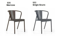 Set 4 Sedie ALR-5  in Alluminio e Wicker con Braccioli Design da Giardino Cucina Bar Ristorante Polt - 3
