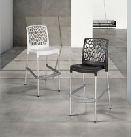 Set 4 Sedie Alte Sgabello Sydney con Gambe in Alluminio da Giardino Cucina Bar Ristorante Poltrona S - 2